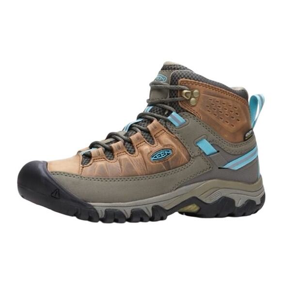 Keen Womens Targhee lll Mid Boot US 7 EU 37.5 Brown Blue Waterproof Leather NIB - Picture 1 of 14